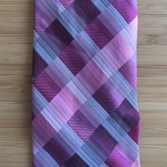 John Ashford Silk Neck Tie In Lavender/Grey - Picture 4 of 5